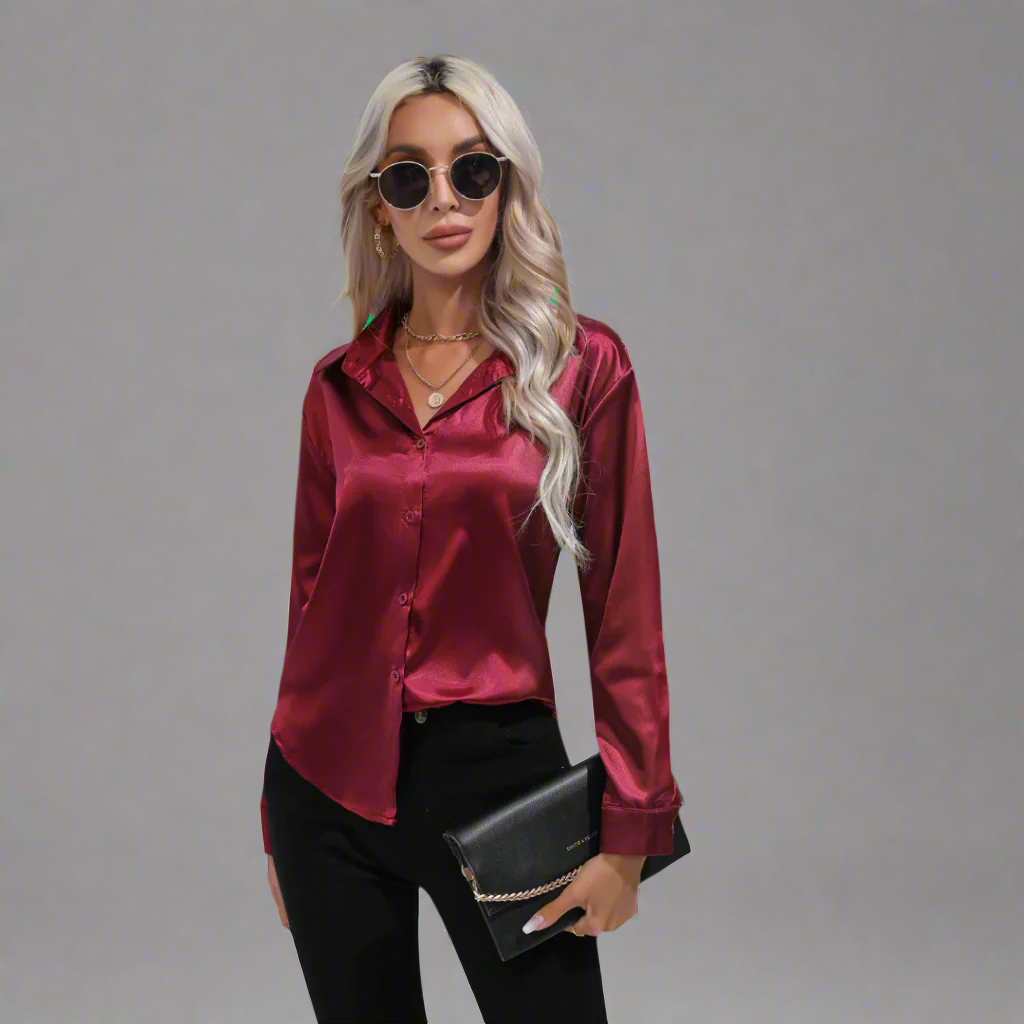 Xaveria | Blusa de satén premium con un brillo elegante