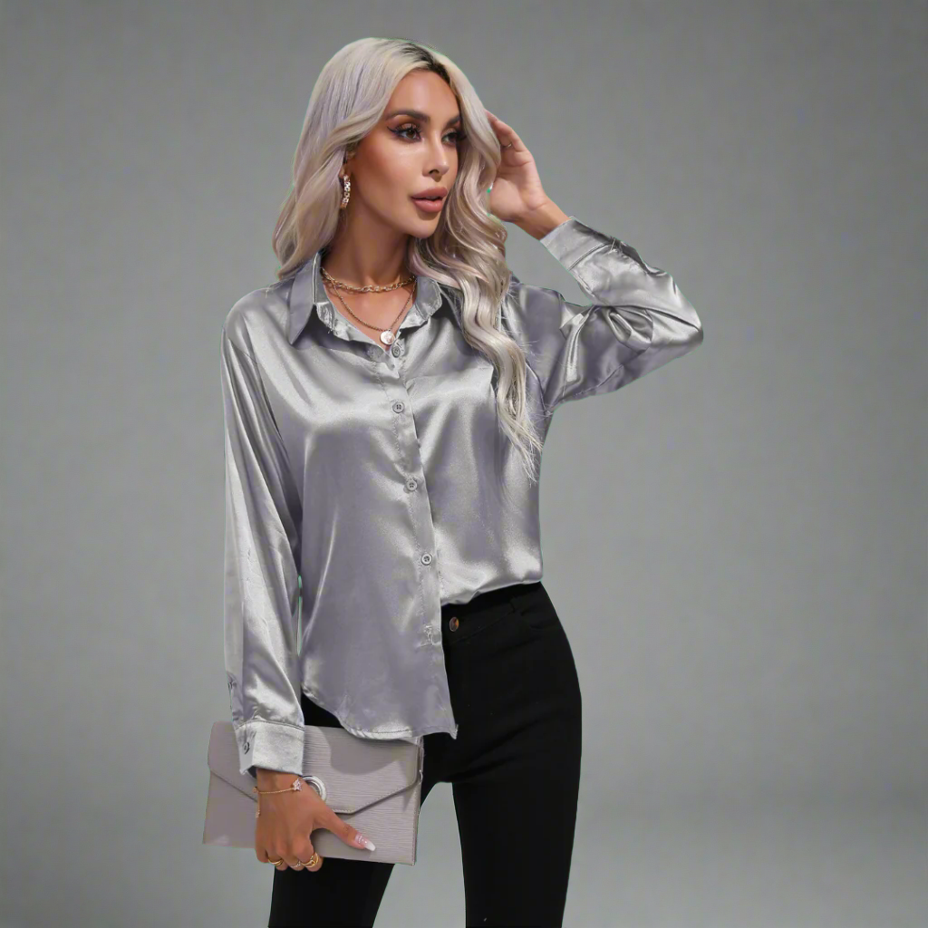 Xaveria | Blusa de satén premium con un brillo elegante