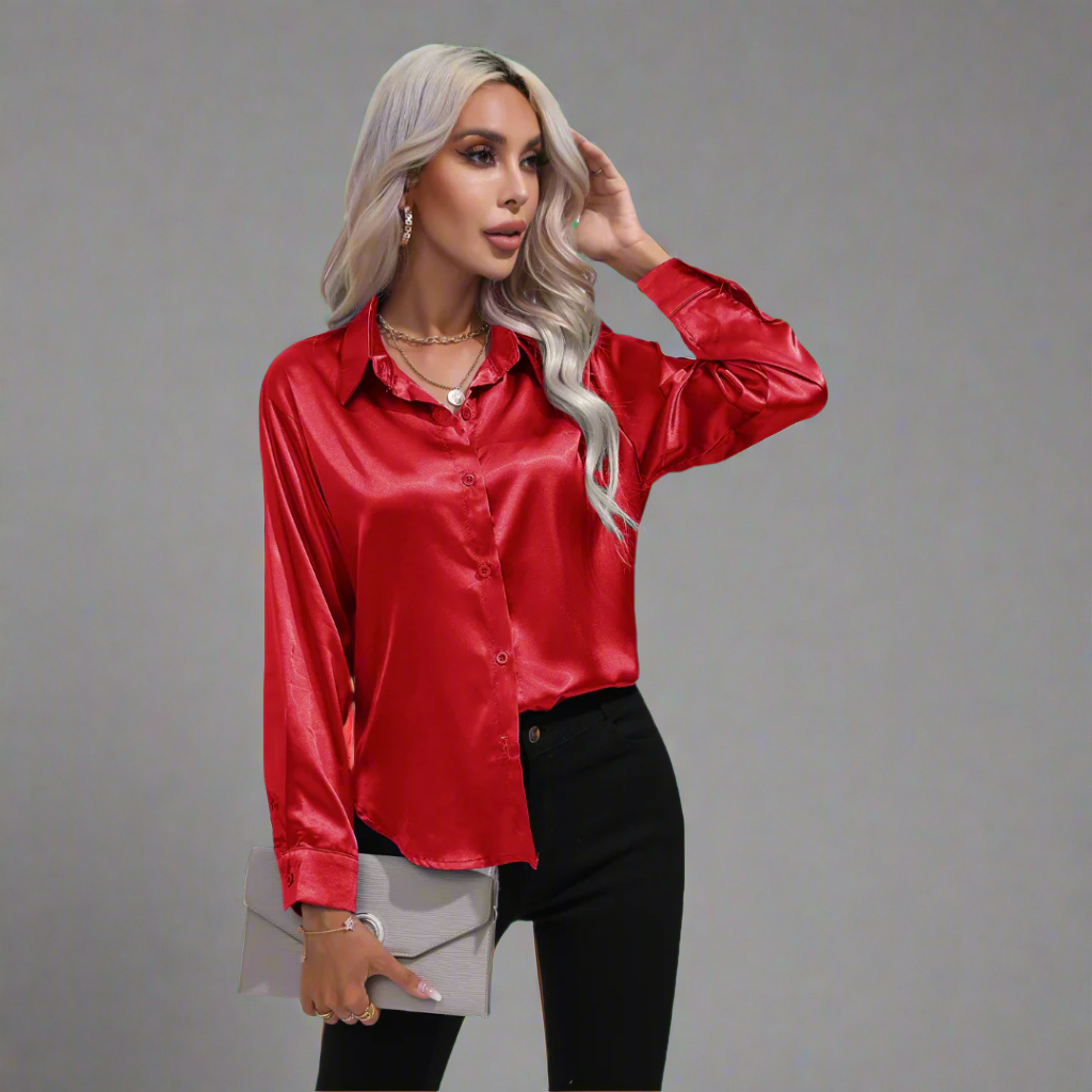Xaveria | Blusa de satén premium con un brillo elegante