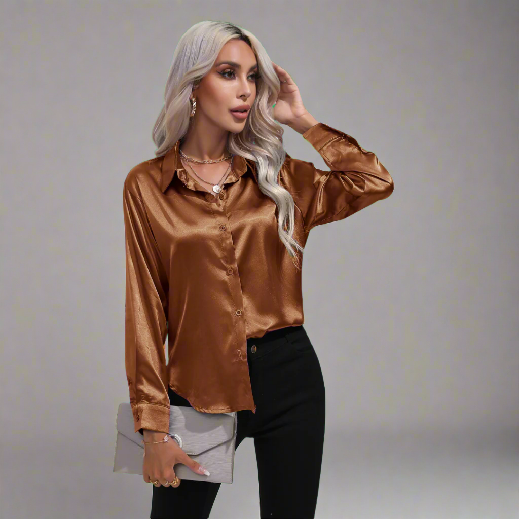 Xaveria | Blusa de satén premium con un brillo elegante