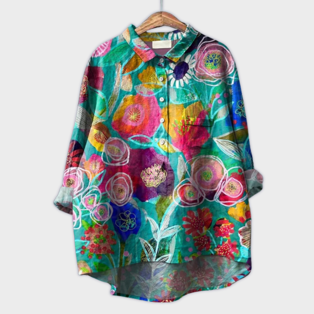 Lara | Blusa floral hecha a mano con tejido premium