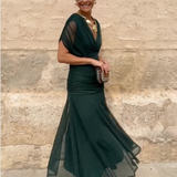 Louise | Elegancka Sukienka Maxi na Przyjęcie z Dekoltem w Serek