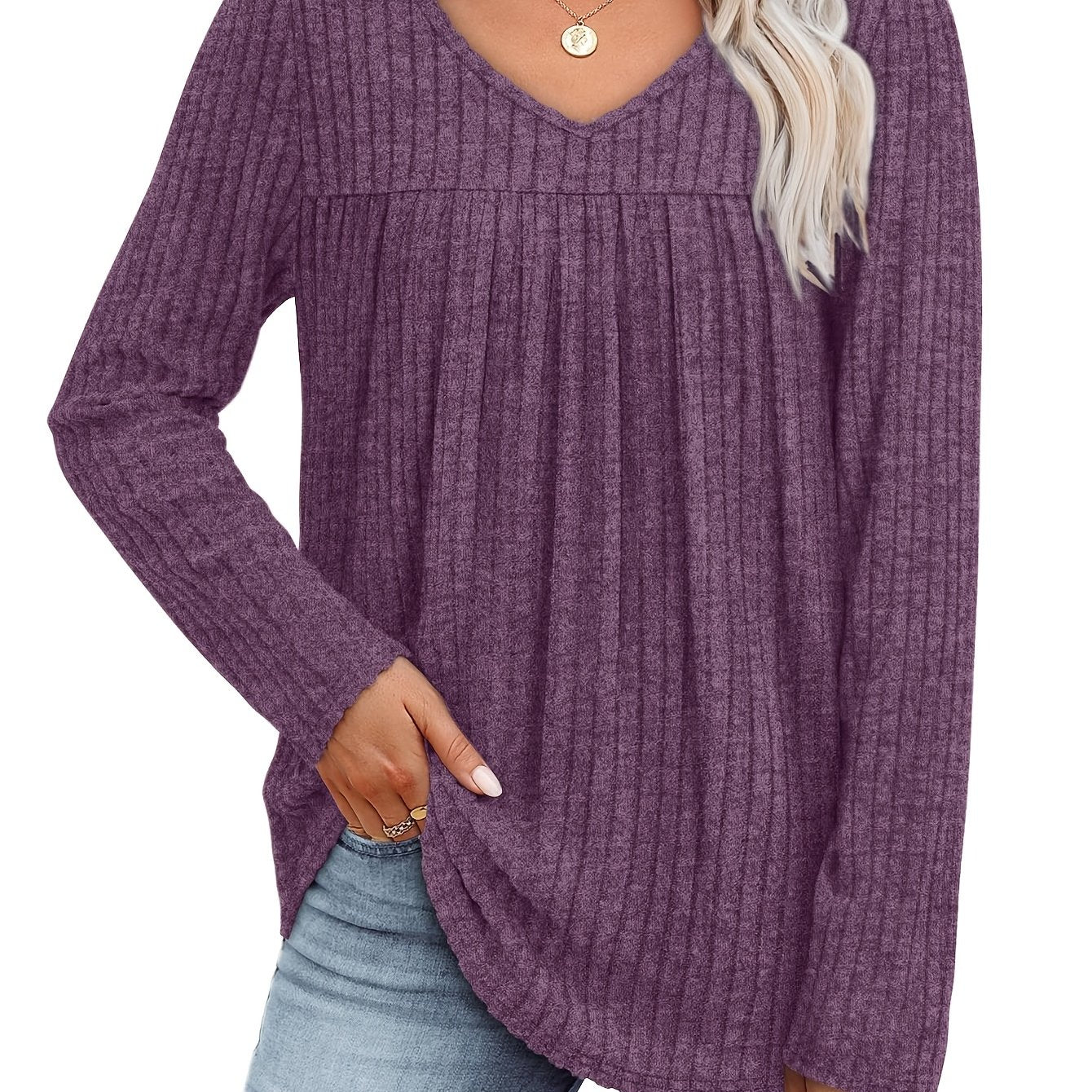 Helle™ | Sweter dziany z dekoltem w serek