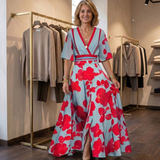 Adele | Elegancka Sukienka Maxi z Głębokim Dekoltem w Serek