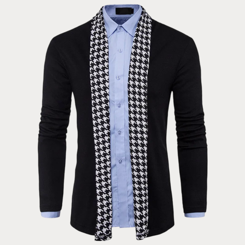 Chaqueta de punto para hombre con patrón de pata de gallo