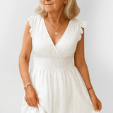 Henriette | Midi Sukienka z Marszczonym Pasem