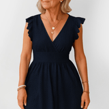 Henriette | Midi Sukienka z Marszczonym Pasem