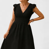 Henriette | Midi Sukienka z Marszczonym Pasem