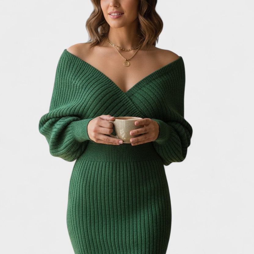 Klara™ | Elegancka Sukienka Kopertowa z Dekoltem w Serek