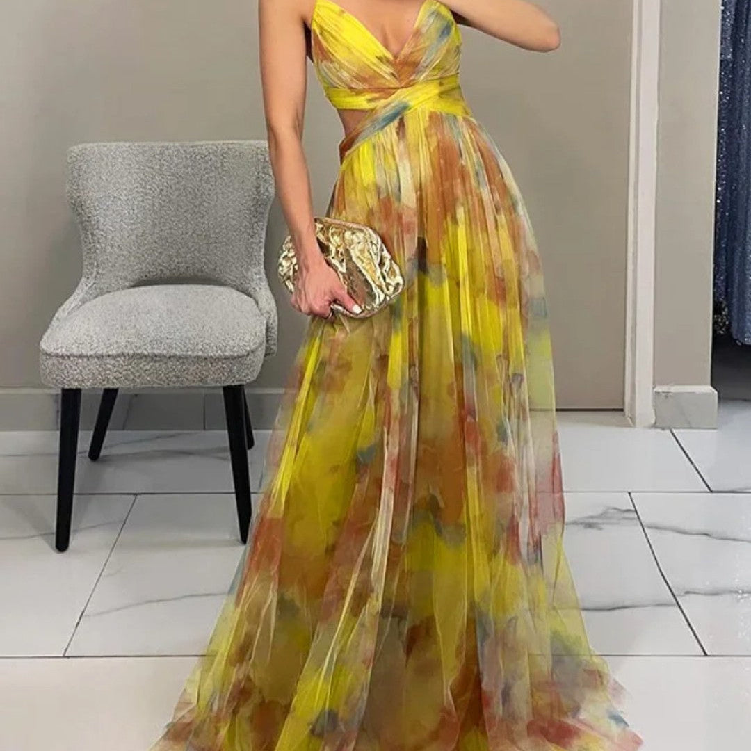 Giselle - Czarująca Maxi Sukienka z Kwiatowym Wzorem