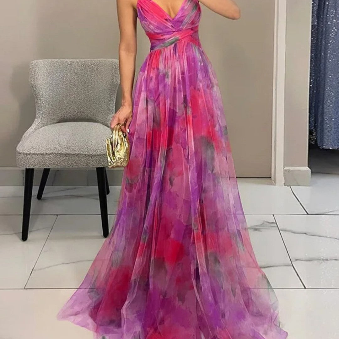 Giselle - Czarująca Maxi Sukienka z Kwiatowym Wzorem