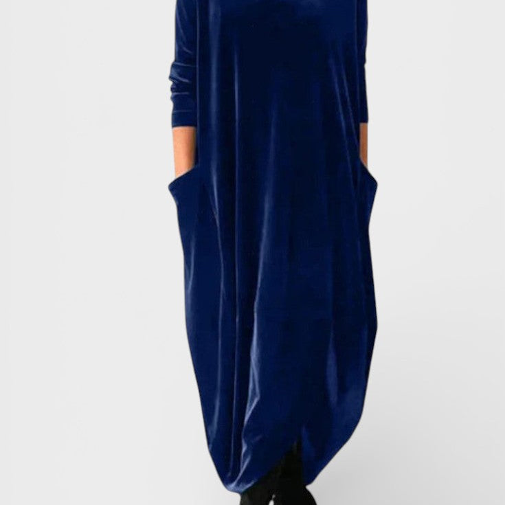 Saskia™ | Elegancka Sukienka Aksamitna z Kieszeniami