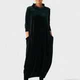 Saskia™ | Elegancka Sukienka Aksamitna z Kieszeniami