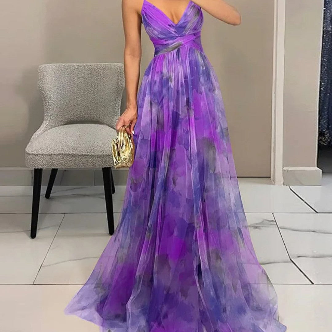 Giselle - Czarująca Maxi Sukienka z Kwiatowym Wzorem