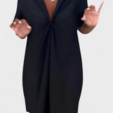 Solveig | Sukienka z dekoltem w serek